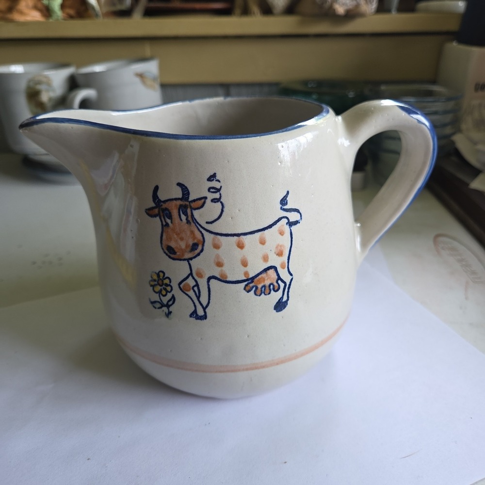 Louisville Stoneware Dairy Princess Cow Pitcher Milk Jug 5.25" 30-32 oz